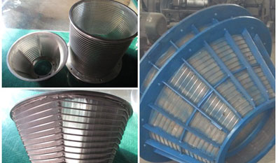 Wedge wire screen centrifuge baskets for Centrifuge Efficiency